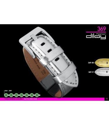 Correa de piel metalizada para reloj Diloy 369