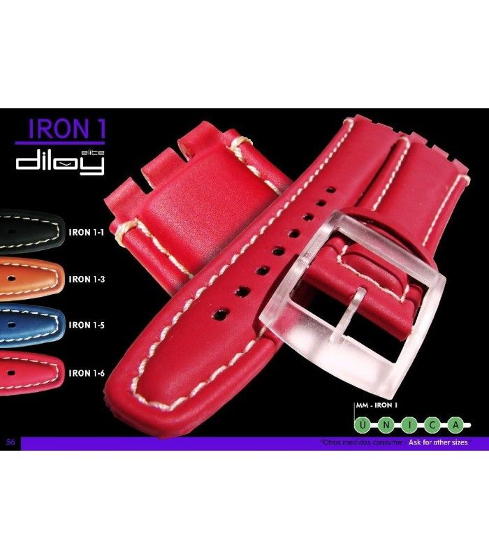 Correa de piel para repuesto reloj Swatch, Diloy Iron1