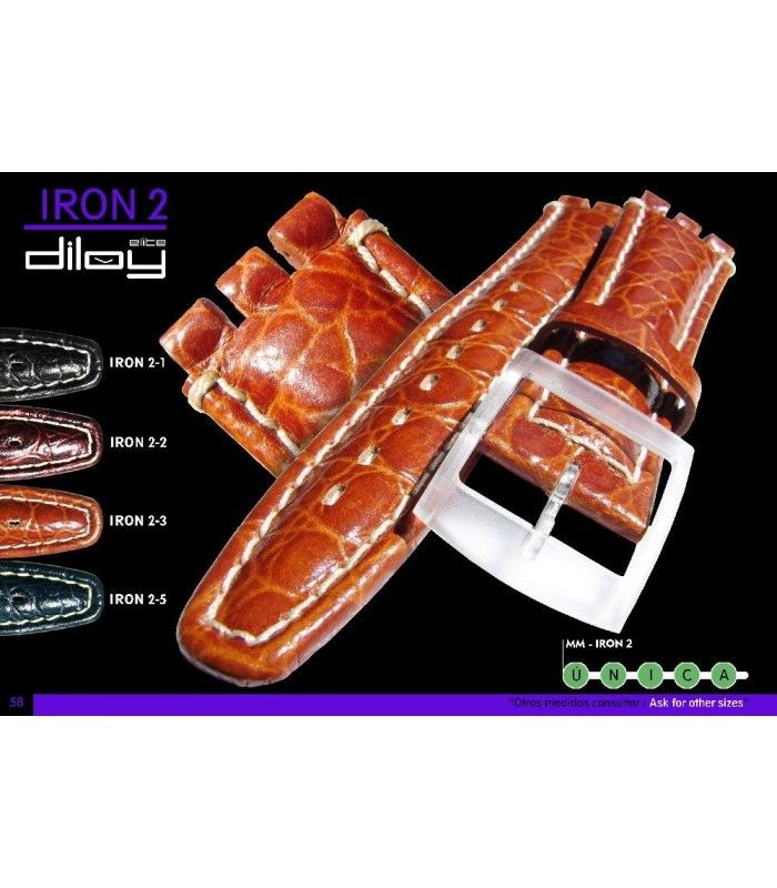 Correa de piel para repuesto reloj Swatch, Diloy Iron2