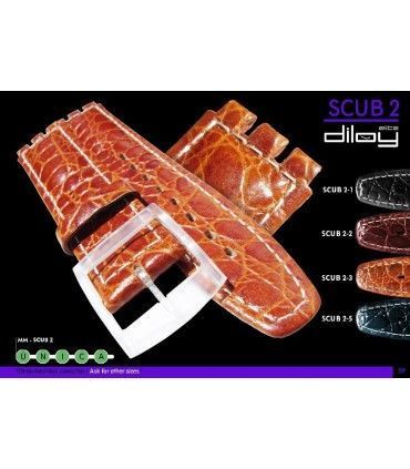 Correa de piel para repuesto reloj Swatch, Diloy Scub2