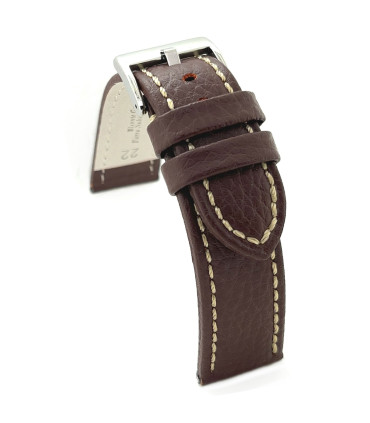 Correa Diloy Reloj Piel Cuero Vacuno con Grabado Bisonte 18mm 20mm 22mm 24mm 26mm Costura blanca Ref 376