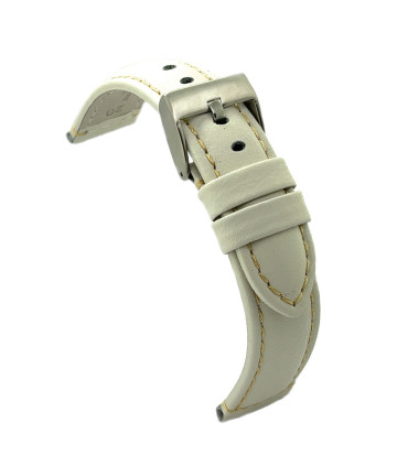 Correa de Reloj de Piel Vacuno costura blanca 14mm 16mm 18mm 20mm 22mm 24mm cuero liso. Ref. P354