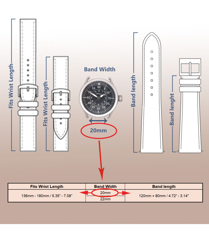 Correas de Reloj Grabado Cocodrilo. Ref 336 20mm. 22mm.