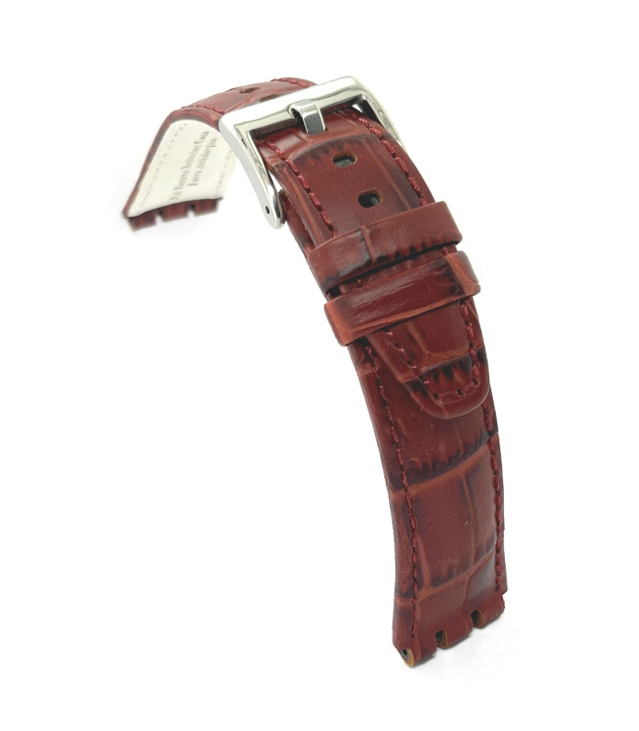 Correa de Reloj de piel compatible con Swatch Irony. Cuero grabado cocodrilo alligator 21-23mm Ref 328