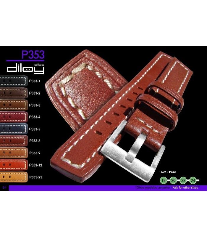 Correa de piel para reloj, Diloy P353