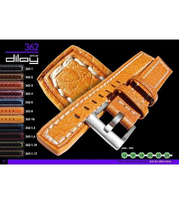Correa de piel para reloj, Diloy 362