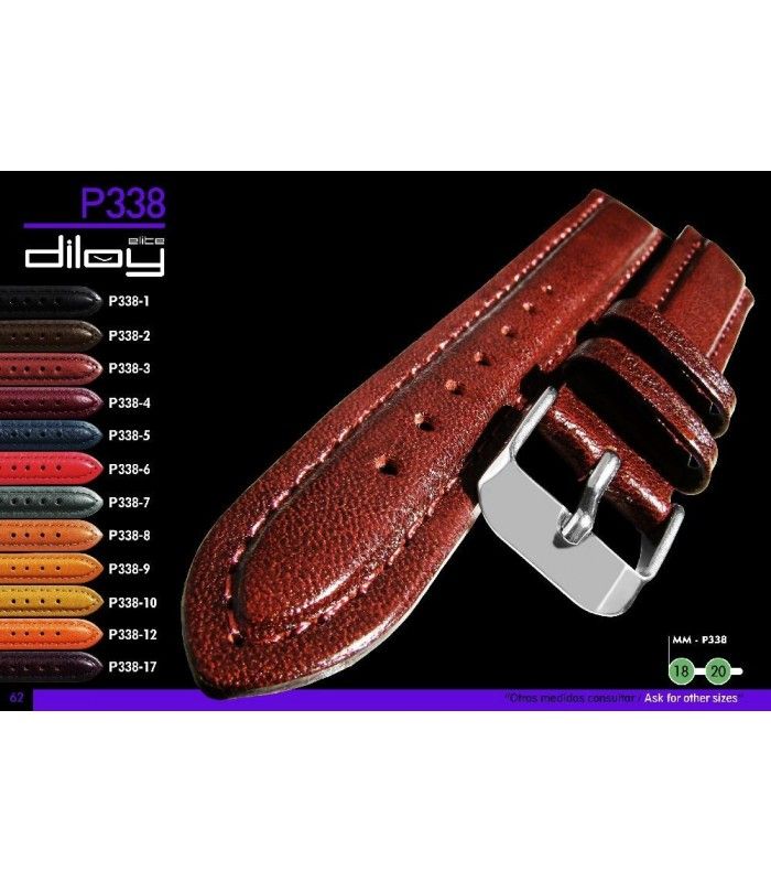 Correa de piel para reloj, Diloy P338