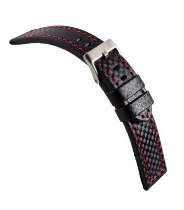 Correa de piel acabado tecnocarbón para reloj, Diloy 382