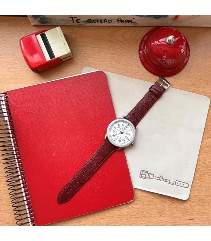 Correa de reloj elegante de piel vacuno plana hecha con cuero con grabado búfalo. 8mm 10mm 12mm 14mm 16mm 18mm 20mm 22mm Ref. 86