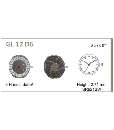 Maquinaria de reloj Ref MIYOTA GL12 D6