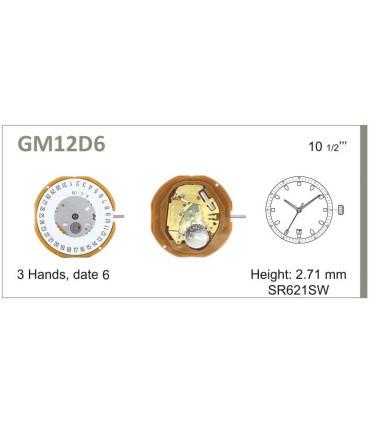 Máquina o movimiento para reloj MIYOTA GM12D6